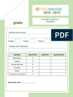 Examen Cuarto Grado Febrero 2018-2019 PDF