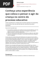 Conheca Uma Experiencia Que Coloca o Pensar e Agir Da Crianca No Centro Do Processo Educativopdf PDF