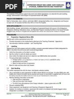 Expressed Breast Milk (Ebm) : Safe Handling, Storage, Administration and Transport Purpose