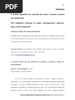 O Treino Cognitivo de Controle Da Raiva o Passo A Passo Do Tratamento