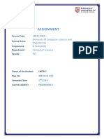 Assignment: 18ESC108A Elements of Computer Science and Engineering B.Tech (ASE) Computer Science FET