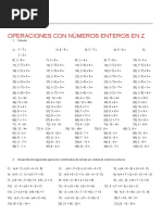 Operaciones Basicas Con Numeros Enteros 6TO GRADO