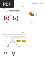 Daily Math Review Sheets Grade 1 PDF