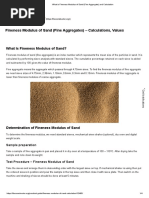 Fineness Modulus of Sand (Fine Aggregate) and Calculation