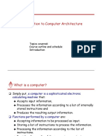 Introduction To Computer Architecture: Topics Covered: Course Outline and Schedule