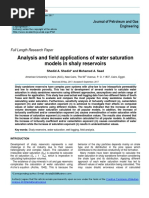 Analysis and Field Applications of Water Saturation Models in Shaly Reservoirs