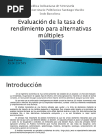 Evaluación de La Tasa de Rendimiento para Alternativas