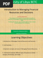 Introduction To Managing Financial Resources and Decisions Lecture 1