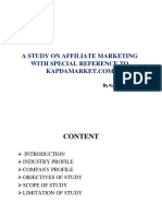 A Study On Affiliate Marketing With Special Reference To: by Karthi .R