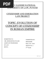 Topic: Evolution of Concept of Citizenship in Roman Empire: Rajiv Gandhi National University of Law, Punjab