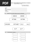 Evaluación Del Conocimiento Matemático 5º Básico