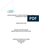 Trabajo Auditoría Financiera A La Cuenta de Inventarios de La Empresa Distribuidora de Alimentos Sas de Conformidad Con Las Nias