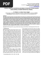 Physico-Chemical Properties and Energy Potential of Wood Wastes From Sawmills in Benin Metropolis, Nigeria