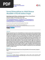 Sexual Dimorphism in Adult Human Mandible of North Indian Origin