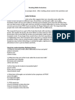 Reading Skills Evaluation Instructions: Please Read The Passage Aloud. After Reading, Please Answer The Questions and