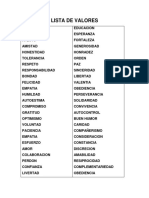 Lista de Valores