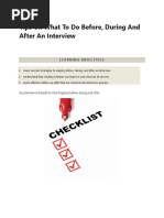 Tips On What To Do Before, During and After An Interview: Learning Objectives