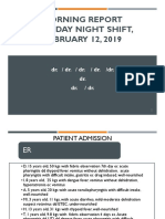 Morning Report Tuesday Night Shift, FEBRUARY 12, 2019: Dr. / Dr. / Dr. / Dr. /dr. Dr. Dr. / DR