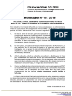 Comunicado PNP #19 - 2019