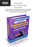 7 TH Grade Math Common Core Warm Up Program Preview Pages