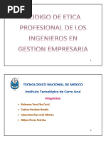 Codigo de Etica Profesional de Los Ingenieros en Gestion Empresarial