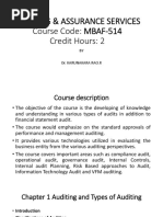 Auditing & Assurance Services Course Code: MBAF-514 Credit Hours: 2