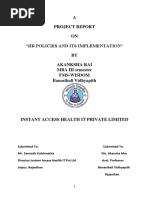 A Project Report ON "HR Policies and Its Implementation" BY Akanksha Rai MBA III Semester Fms-Wisdom Banasthali Vidhyapith