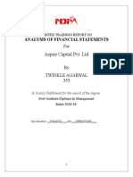 Aspire Capital Pvt. LTD: Analysis of Financial Statements