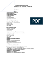 Indice Certificado de Profesionalidad Operaciones Auxiliares de Almacenaje