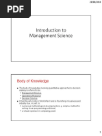 Introduction To Management Science: Body of Knowledge