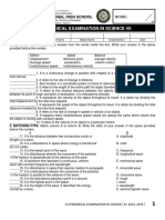 3 Periodical Examination in Science Vii: La Paz National High School