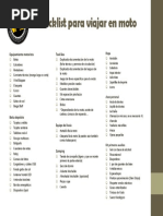 Checklist para Viajar en Moto