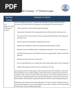 Indian Club Licensing - 2 Division League: Sporting Criteria Summary of Criteria