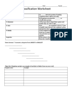 Classification Worksheet