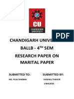 Chandigarh University Ballb - 4 SEM Research Paper On Marital Paper