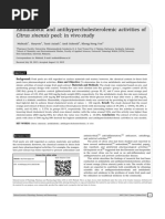 Antidiabetic and Antihypercholesterolemic Activities of Citrus Sinensis Peel: in Vivo Study