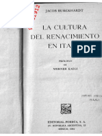 BURCKHARDT, JACOB - La Cultura Del Renacimiento en Italia (Por Ganz1912) PDF