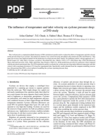 The Influence of Temperature and Inlet Velocity On Cyclone Pressure Drop: A CFD Study