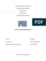 Resumen Ley de La Viscosidad de Newton - Fenómeno de Transporte