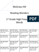 Mcgraw-Hill Reading Wonders 1 Grade High Frequency Words