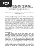 Pemanfaatan Limbah Thermoplastic Polyethylene Terephtalate Pet Untuk Aplikasi Material Paving Bangunan Sebagai Solusi Permasalahan Lingkungan