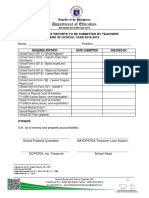 Department of Education: Checklist of Reports To Be Submitted by Teachers End of School Year 2018-2019