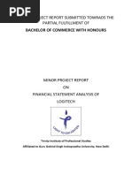 Bachelor of Commerce With Honours: Minor Project Report Submitted Towrads The Partial Fulfillment of