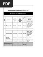 Master of Business Administration (MBA) - 2019: Fee Structure and Schedule of Payment