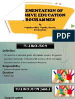 Implementation of Inclusive Education Programmes: By, Priyadhaarshini, Priyanka, Movina, Kamleshwary