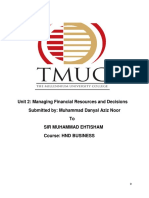 Unit 2: Managing Financial Resources and Decisions Submitted By: Muhammad Danyal Aziz Noor To Sir Muhammad Ehtisham Course: HND Business