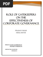 Role of Gatekeepers On The Effectiveness of Corporate Governance