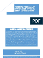 Peer Tutorial Program: Its Effect On Grade Seven (7) Grades in Mathemathics