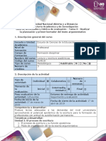 Guía de Actividades y Rúbrica de Evaluación - Tarea 3 - Realizar La Planeación y Primer Borrador Del Texto Argumentativo