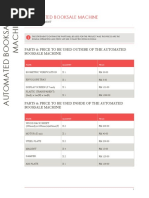 Parts & Price To Be Used Outsibe of The Automated Booksale Machine